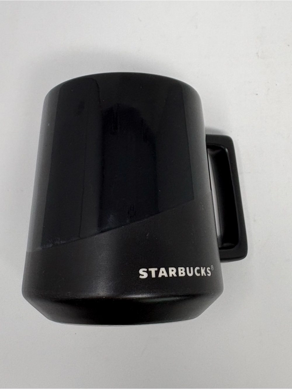 Starbucks 2017 Half Matte, Half Glossy Black Diagonal Mug Geometric Handle 14oz